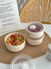 密封可能な陶器製ランチボックス【フタ付き・電子レンジ対応・フルーツ・サラダ用】