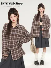 シャツアウター レディース 長袖 ブラウンチェック柄 ヴィンテージ カジュアル UVカット おしゃれ 春夏