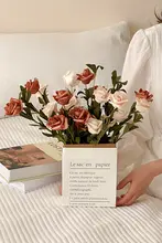 フレンチスタイルの造花 ローズ【アンティーク紙袋付き・インテリア装飾用・フォトプロップ】