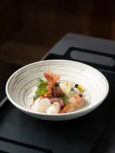 新作 おしゃれな浅型和風陶器ボウル【ヴィンテージスタイル・家庭用・サラダやご飯に最適】