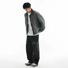 男士中式デザイン ジャケット【デニム・短丈・春用・ボタン付き】