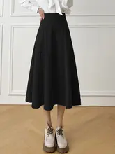 春用 ハイウエスト Aラインスカート【ミディ丈・ビジネス・ティアードデザイン】