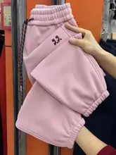 カラフルな加絨素材 レディースハイウエスト九分丈パンツ【温かく快適・リブ付き】