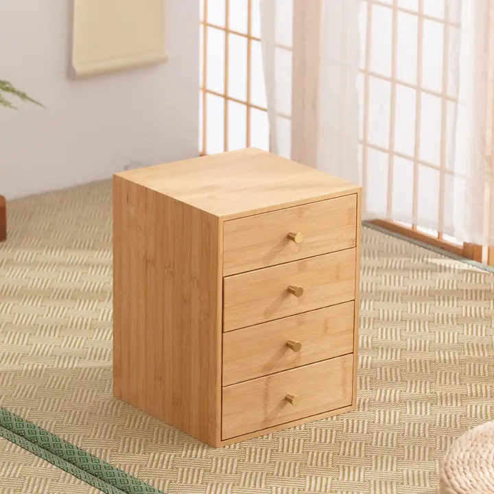 木製四段茶具収納ラック【中式デザイン・テーブル用】