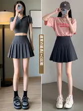 女子用 ハイウエスト Aライン スカート【春秋用・薄手・学院風・プリーツ】