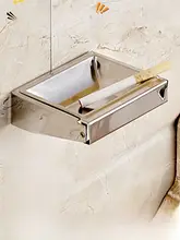 穴あけ不要の壁掛け用ステンレススチール灰皿【トイレ用・小型・フタ付き】