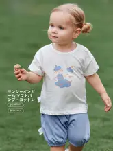 夏用 竹節綿製 ベビーTシャツ【半袖・純綿・お出かけに最適】