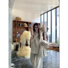 極上の柔らかさの背心ワンピースとワイドレッグパンツ【春用・高級感あるデザイン】（セットアップ対応）