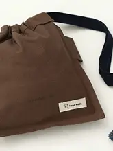 リネン製ハンドメイド小熊デザインの装飾ラベル【ベージュ・タグ】