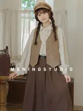 優雅なデザインの百褶スカート【秋冬用・高腰・Aライン・カフェオレカラー】