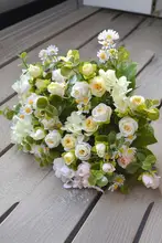 フェイクフラワーブーケ 小束 インテリア装飾 プラスチックの花 バラ 花茶 シルク 生地 ボールフラワー