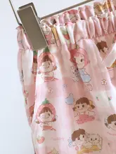 可愛らしいカートゥーンデザインのコットンガーゼショートパンツ【夏用・薄手・通 気性】（セットアップ対応）