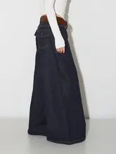 デニムパンツ レディース ダークカラー ストレート ワイド ルーズ フルレングス 春秋「April20th」