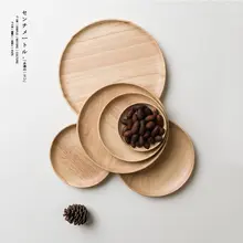 無垢オーク製 丸型茶托盤【寿司・デザート・前菜用】