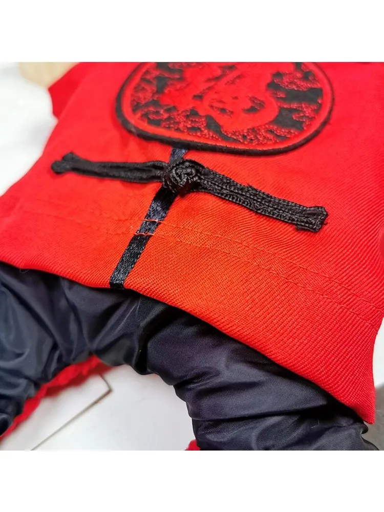 冬用ペット服：唐装風加厚デザインで小型犬に最適な防寒着