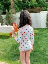 親子用ワンピース水着【長袖・ジッパー付き・女の子用・おしゃれ】（セットアップ対応）