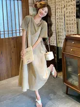 レトロな雰囲気のタイダイ風疑似二重構造ワンピース【夏用・したスタイル・Aライン】