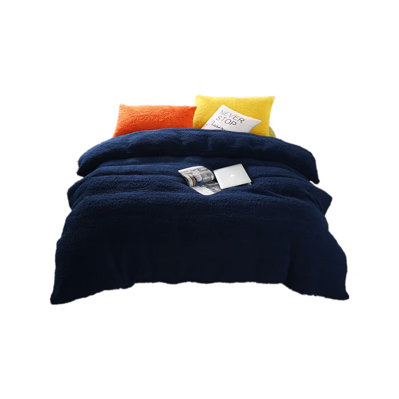 ベッド用4点セット 羊毛 2人用/寝室用 リバーシブル ロングパイル 単色 厚手