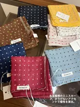 綿麻風ドット柄スカーフ【レトロな赤・飾り用・小方巾】