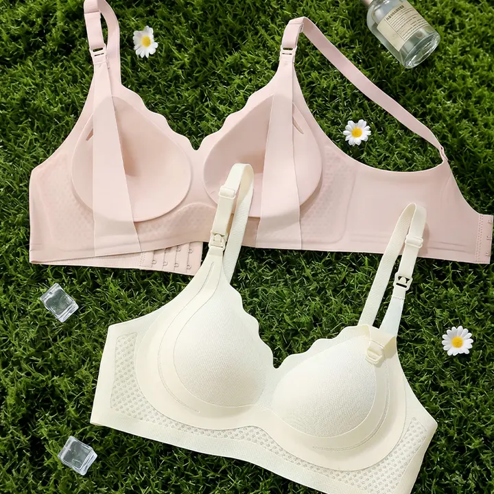 無縫設計の授乳ブラジャー【夏用・軽量・妊娠期対応・反ダウン防止】