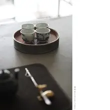 清物堂 手描き青花デザインの茶杯【鹿と蝙蝠モチーフ・銀口・30cc】
