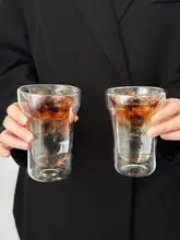 手電筒デザインのシンプルな二重層耐熱グラスカップ【創意的な飲み物用】