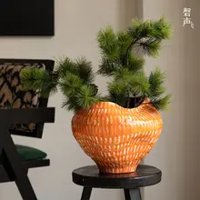 手作りの異形花瓶【新中式・侘寂風・陶器製・玄関・リビング用】