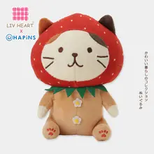 草莓猫デザインの毛糸でできたぬいぐるみ【可愛い小猫型・ギフトに最適】