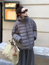 グレーの厚手暖かいダウンコート【デザイン性重視・大きいサイズ】
