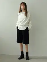 秋季�おしゃれなオフショルダー長袖パーカー【フィット・カジュアル】（セットアップ対応）