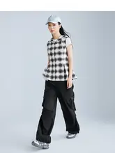 褶皺デザインの工装風カジュアルパンツ【夏用・レディース】（セットアップ対応）
