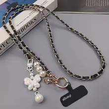 高級感のあるパールデザインのスマホショルダー【おしゃれなチェーン・女性向け・斜め掛け対応】