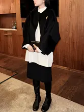 極上の柔らかさのウールカシミヤケープ【両面デザイン・ショートコート】