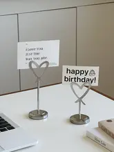 ハート型立体クリップデスク用金属メモクリップ【写真やカード用・飾りにも最適】