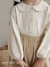 エレガントな刺繍入りドールシャツ【春秋用・フランス風・襟付き】
