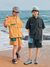 子供用 夏季アウトドアキャンプウェア【通気性のある半袖シャツ・メッシュショートパンツ】（セットアップ対応）