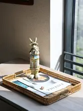Kens 北欧スタイル シミュレーション藤製トレイ 家庭用収納バスケット【パンや果物用・スナックトレイ】