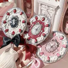 草莓デザインのミニハンドミラー【プリンセススタイル・精巧な雰囲気】