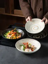 新作 おしゃれな浅型和風陶器ボウル【ヴィンテージスタイル・家庭用・サラダやご飯に最適】