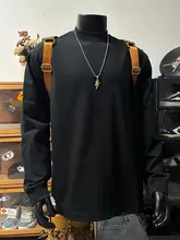長袖Tシャツ メンズ ブラック 綿100% 無地 クルーネック 小さめネック インナー 着回し 春 秋