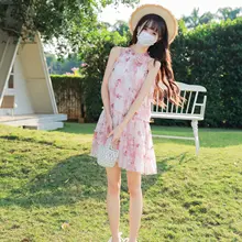 花柄ワンピース【ノースリーブ・フィット・デート用】