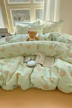 純綿ダブルガーゼの子供用寝具セット【カートゥーンデザイン・学生寮用・三点セット】（セットアップ対応）