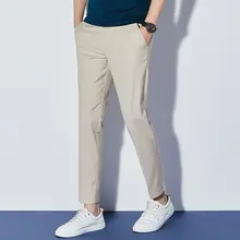快適な履き心地の九分丈パンツ【夏用・スリム・カジュアルデザイン・カーキ】（セットアップ対応）