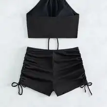 シンプルなデザインのビキニ水着【セクシーな背中開き・女性用】