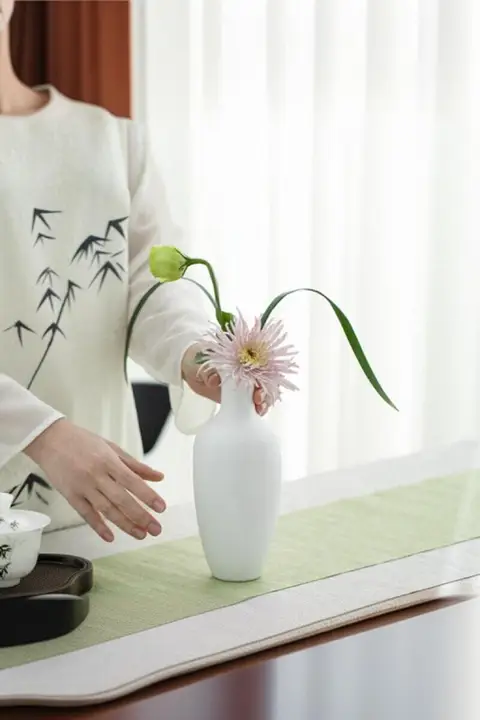 高級感ある新中式陶器花器【室内装飾・ドライフラワー用】