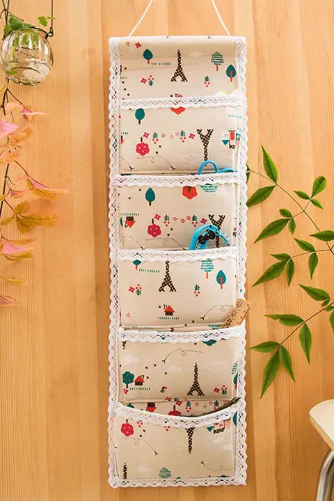 布製収納ポケット【壁掛け・ドア裏用・小物整理・寝室用】