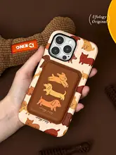 磁気吸着スマホケース兼カードポケット【秋冬用・犬デザイン・マグセーフ対応】