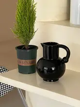 フランス風 ハンドル付き陶器花瓶【ミルクポット形状・インテリア装飾用】