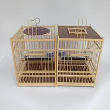 画眉鳥用高級竹製四角ケージ【手作り・蓋付き・排泄板付き】