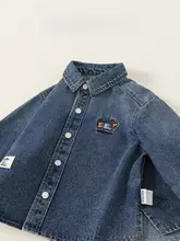 デニムシャツ キッズ ボーイズ 犬刺繍 ヴィンテージ ストリート カジュアル シンプル 春